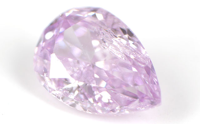 天然パープルダイヤモンド ルース(裸石) 0.051ct, Fancy Pinkish Purple ( ファンシーピンキッシュパープル ), I2, ペアシェイプ 【AGTジェムラボラトリー