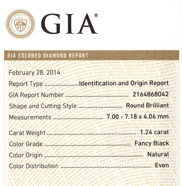 GIA　カラーダイヤモンドレポート画像