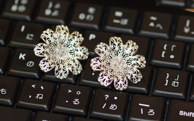 フラワー・アンティークタイプ・イヤリング画像