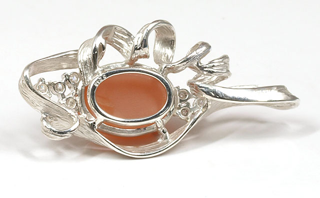 オレンジムーンストーンキャッツアイペンダントトップ