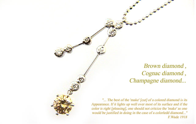 ブラウンダイヤモンド　K18WG　ペンダントネックレス