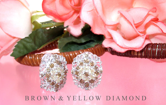 ブラウン＆イエローダイヤ　ピアイヤ