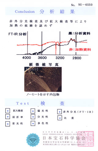 日本宝石科学協会 分析結果 画像