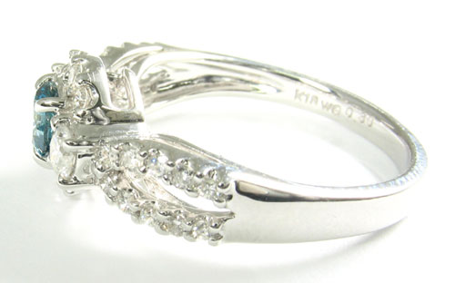 ダイヤモンド×ブルーダイヤモンド リング K18WG 0.43ct 0.80ct ブルー