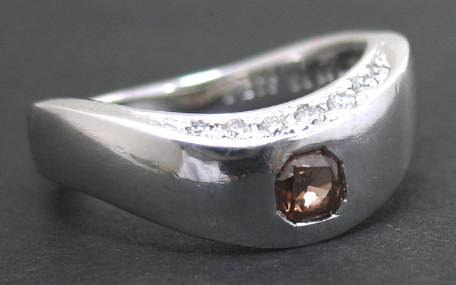 ナチュラルピンクブラウンダイヤモンドプラチナリング画像