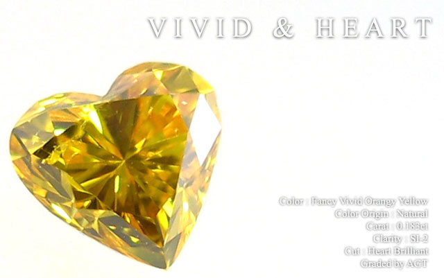 ハートシェイプブリリアントカットヴィヴィッドイエローダイヤモンドルース画像
