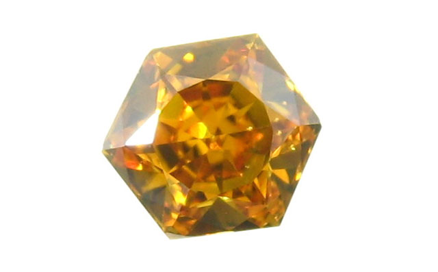 天然(ナチュラル)ヘキサゴナルカットオレンジ・イエローダイヤモンド画像