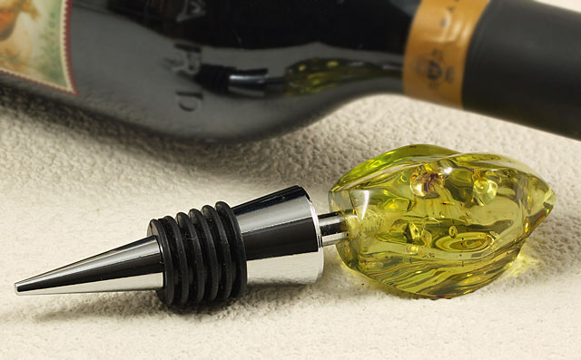 虫入りグリーンアンバー(コパル) ワインキャップ ( ワインストッパー