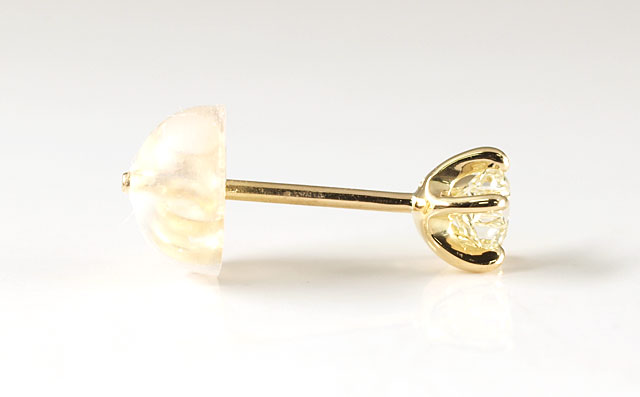天然ダイヤモンド 0.113ct, Very Light Yellow, SI1 片耳用ピアス 18金