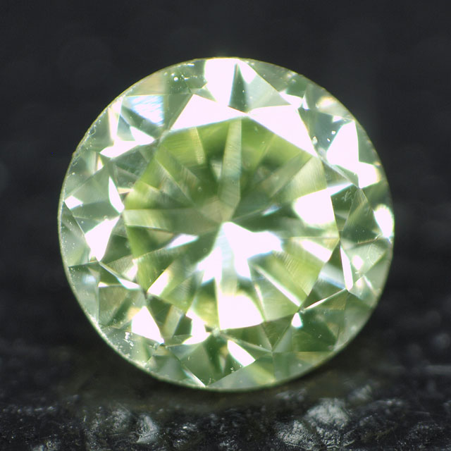 天然グリーンダイヤモンド ルース ( 裸石 ) 0.094ct, Fancy Light Yellow Green, VS-1, ラウンド