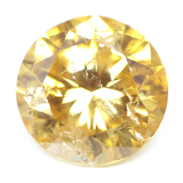 天然イエローダイヤモンド ルース 0.237ct, Fancy Vivid Orange Yellow, I-1, ラウンド 【中央宝石研究所