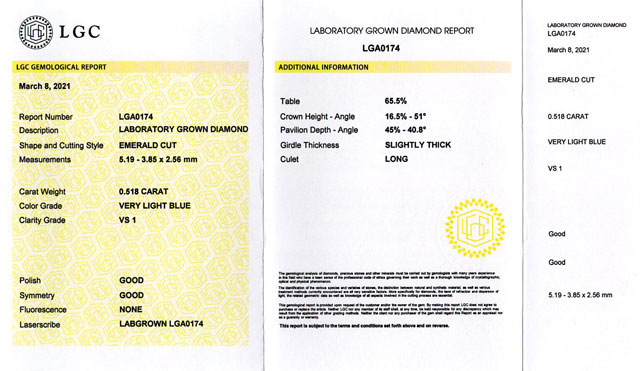 LGC LABORATORY GROWN DIAMOND REPORT画像