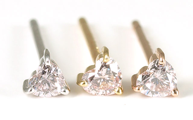 ハートシェイプダイヤモンド・片耳用ピアス比較画像