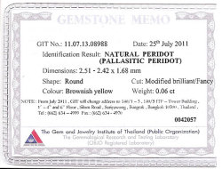 GIT GEMSTONE MEMO (鑑別カード　GIT発行)画像